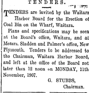 Page 3 Advertisements Column 3 (Taranaki Daily News 6-11-1907)