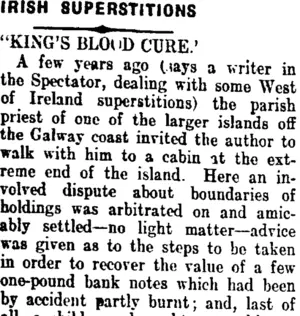 IRISH SUPERSTITIONS. (Taranaki Daily News 6-11-1907)