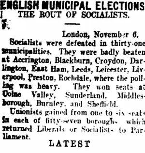 ENGLISH MUNICIPAL ELECTIONS (Taranaki Daily News 8-11-1907)