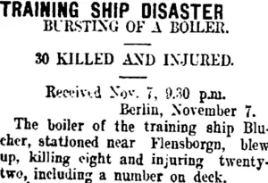 TRAINING SHIP DISASTER. (Taranaki Daily News 8-11-1907)