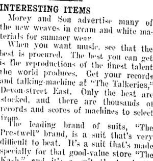INTERESTING ITEMS. (Taranaki Daily News 8-11-1907)
