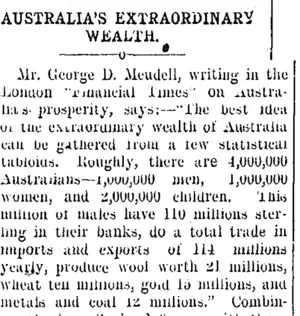 AUSTRALIA'S EXTRAORDINARY WEALTH. (Taranaki Daily News 28-11-1907)