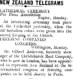 NEW ZEALAND TELEGRAMS. (Taranaki Daily News 17-3-1908)
