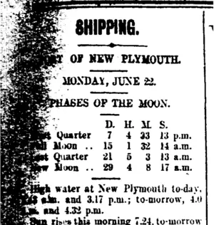 SHIPPING. (Taranaki Daily News 22-6-1908)