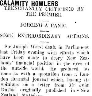 "CALAMITY HOWLERS." (Taranaki Daily News 28-7-1908)