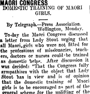 MAORI CONGRESS. (Taranaki Daily News 21-7-1908)