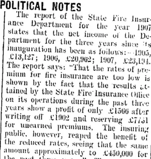 POLITICAL NOTES. (Taranaki Daily News 30-7-1908)