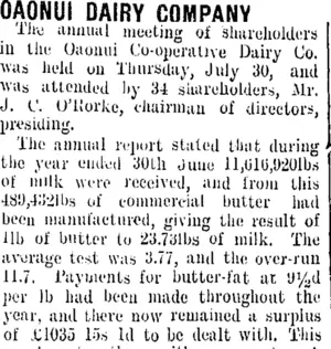 OAONUI DAIRY COMPANY. (Taranaki Daily News 6-8-1908)