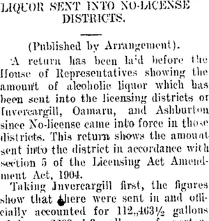 LIQUOR SENT INTO NO-LICENSE DISTRICTS. (Taranaki Daily News 26-9-1908)