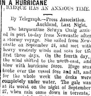 IN A HURRICANE. (Taranaki Daily News 8-10-1908)