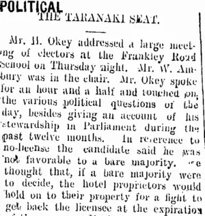 POLITICAL. (Taranaki Daily News 24-10-1908)
