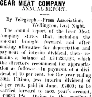 GEAR MEAT COMPANY. (Taranaki Daily News 9-12-1908)