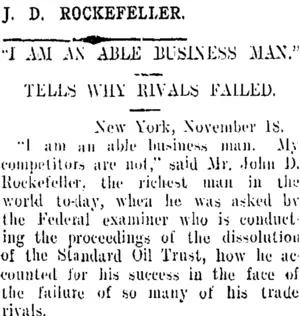 J. D. ROCKEFELLER. (Taranaki Daily News 7-1-1909)