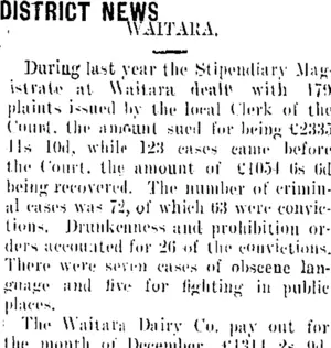 DISTRICT NEWS (Taranaki Daily News 16-1-1909)