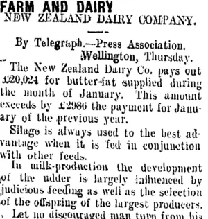 FARM AND DAIRY. (Taranaki Daily News 19-2-1909)
