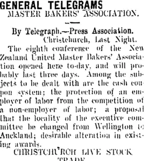 GENERAL TELEGRAMS. (Taranaki Daily News 10-2-1909)