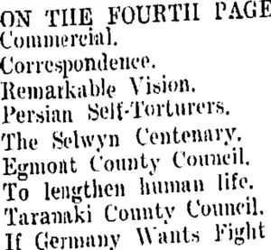 ON THE FOURTH PAGE. (Taranaki Daily News 23-4-1909)