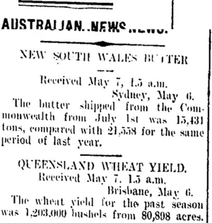 AUSTRALIAN NEWS. (Taranaki Daily News 7-5-1909)