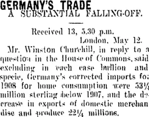 GERMANY'S TRADE. (Taranaki Daily News 14-6-1909)