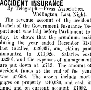 ACCIDENT INSURANCE. (Taranaki Daily News 12-6-1909)