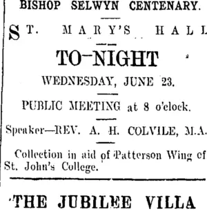 Page 3 Advertisements Column 3 (Taranaki Daily News 23-6-1909)