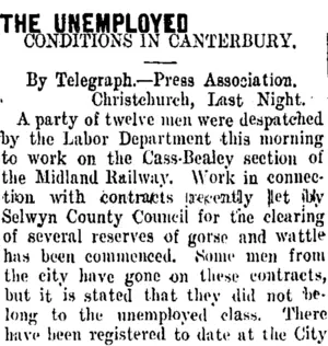THE UNEMPLOYED. (Taranaki Daily News 10-8-1909)