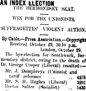 AN INDEX ELECTION. (Taranaki Daily News 30-10-1909)