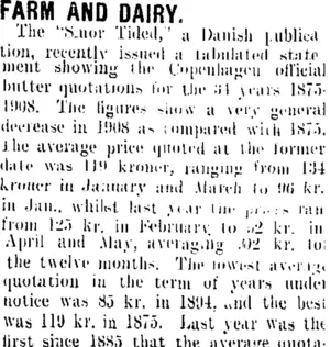 FARM AND DAIRY. (Taranaki Daily News 18-11-1909)