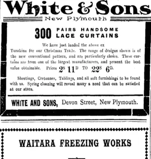 Page 1 Advertisements Column 5 (Taranaki Daily News 7-12-1909)