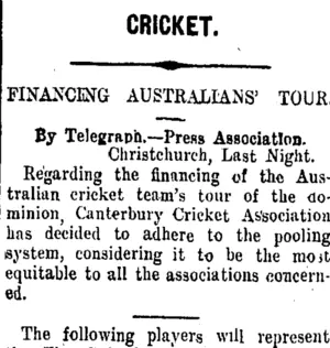 CRICKET. (Taranaki Daily News 8-12-1909)