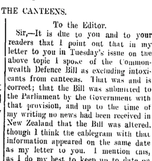 THE CANTEENS. (Taranaki Daily News 9-12-1909)