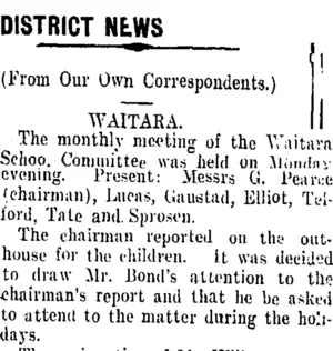 DISTRICT NEWS (Taranaki Daily News 9-12-1909)