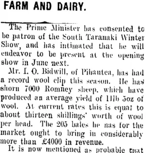 FARM AND DAIRY. (Taranaki Daily News 14-12-1909)