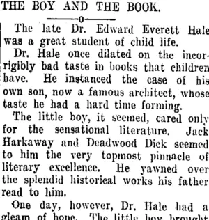 THE BOY AND THE BOOK. (Taranaki Daily News 13-12-1909)