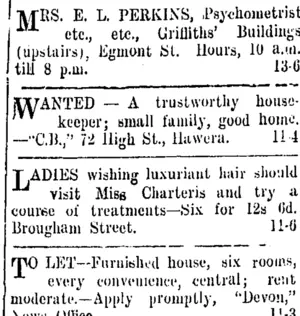 Page 3 Advertisements Column 6 (Taranaki Daily News 13-12-1909)