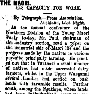 THE MAORI. (Taranaki Daily News 31-12-1909)
