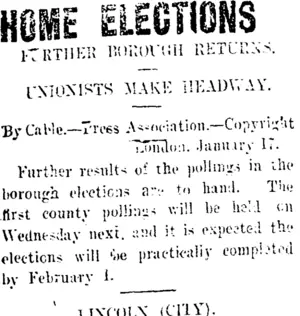 HOME ELECTIONS (Taranaki Daily News 18-1-1910)
