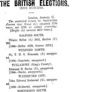 THE BRITISH ELECTIONS. (Taranaki Daily News 19-1-1910)