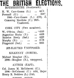 THE BRITISH ELECTIONS. (Taranaki Daily News 21-1-1910)