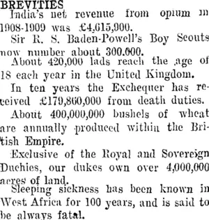 BREVITIES. (Taranaki Daily News 11-2-1910)