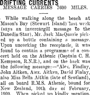 DRIFTING CURRENTS. (Taranaki Daily News 16-3-1910)