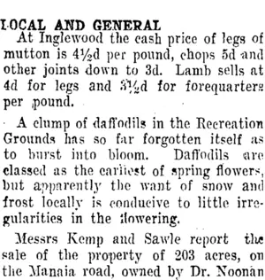 LOCAL AND GENERAL. (Taranaki Daily News 13-4-1910)