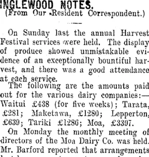 INGLEWOOD NOTES. (Taranaki Daily News 21-4-1910)