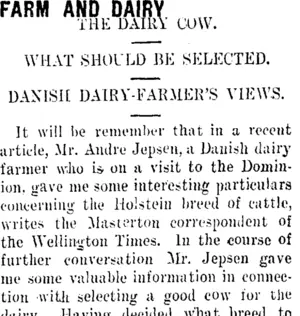 FARM AND DAIRY. (Taranaki Daily News 13-5-1910)