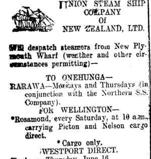 Page 2 Advertisements Column 1 (Taranaki Daily News 16-6-1910)