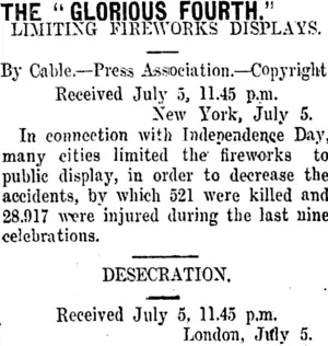 THE "GLORIOUS FOURTH." (Taranaki Daily News 6-7-1910)