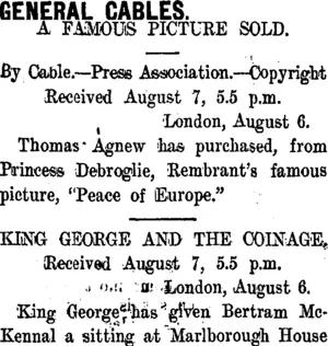 GENERAL CABLES. (Taranaki Daily News 8-8-1910)