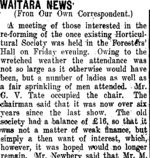 WAITARA NEWS. (Taranaki Daily News 9-8-1910)