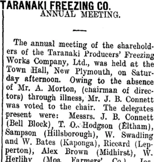 TARANAKI FREEZING CO. (Taranaki Daily News 29-8-1910)