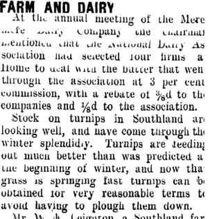FARM AND DAIRY (Taranaki Daily News 16-9-1910)